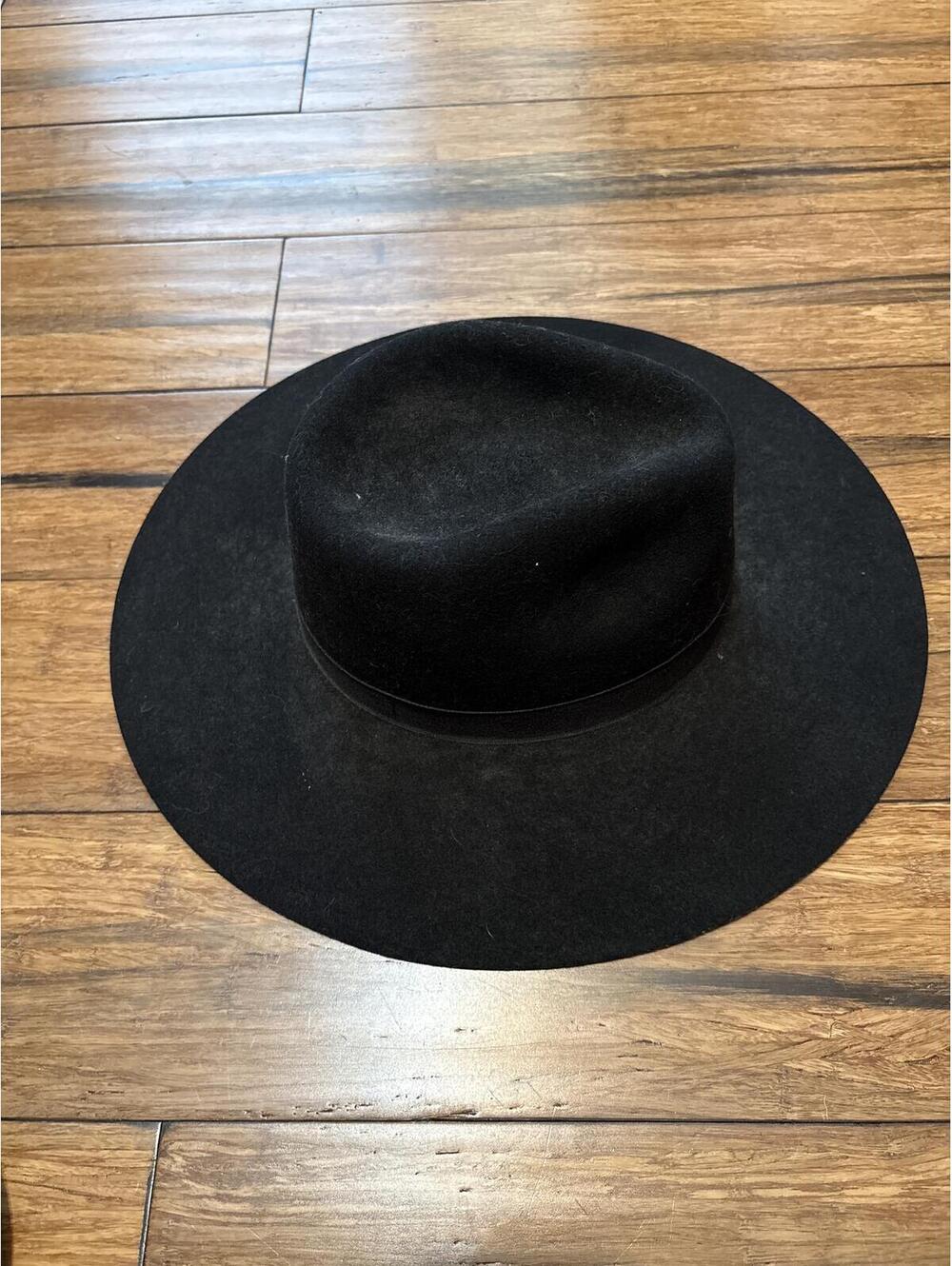Charlie 1 Horse Highway Cowgirl Black Felt Fedora Hat Size Medium Ribbon Accent - Picture 6 of 9